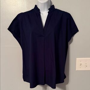 Crown & Ivy Navy Poplin Blouse